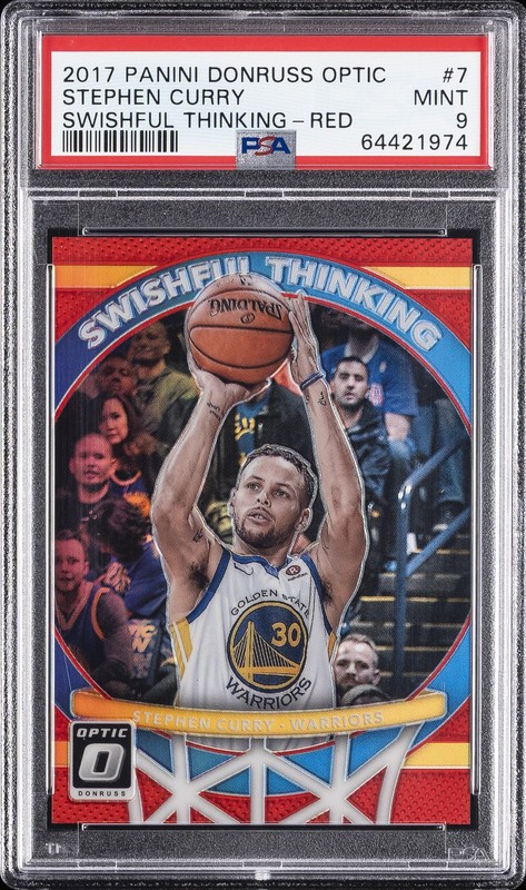 2017 PANINI DONRUSS OPTIC SWISHFUL THINKING RED #7 STEPHEN CURRY 94/99 PSA 9