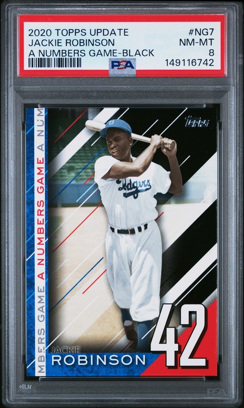 2020 TOPPS UPDATE A NUMBERS GAME BLACK #NG7 JACKIE ROBINSON 245/299 PSA 8