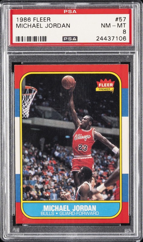 1986 FLEER #57 MICHAEL JORDAN ROOKIE RC PSA 8