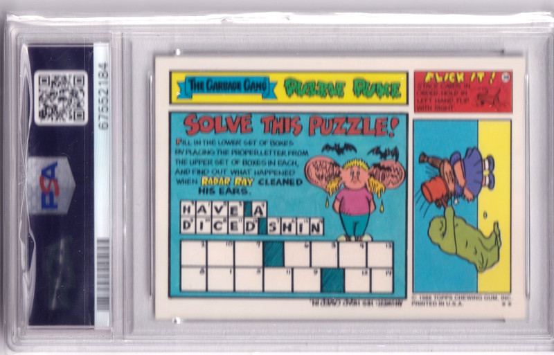 1988 Garbage Pail Kids Stickers Over Etan Solve/Puzzle Back #518b PSA 10 view 2