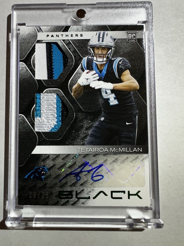Panini Black Football 2025 Tetairoa McMillan #RSM-TMN Rookie Auto Patch /25