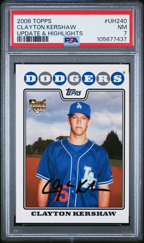 2008 TOPPS UPDATE & HIGHLIGHTS #UH240 CLAYTON KERSHAW ROOKIE RC PSA 7