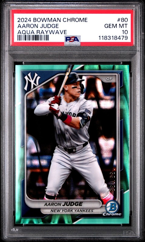 2024 BOWMAN CHROME AQUA RAYWAVE #80 AARON JUDGE 139/199 PSA 10