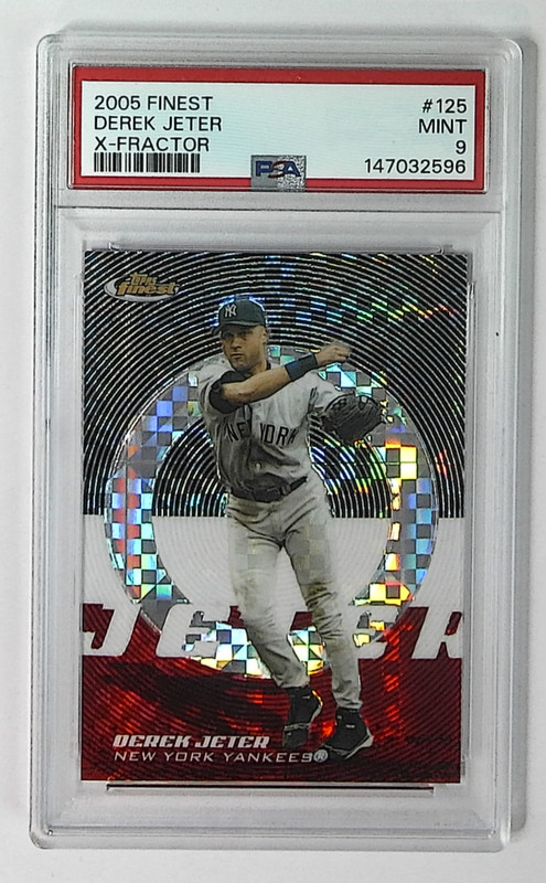2005 Topps Finest Derek Jeter #125 X-Fractor /250 Yankees PSA 9