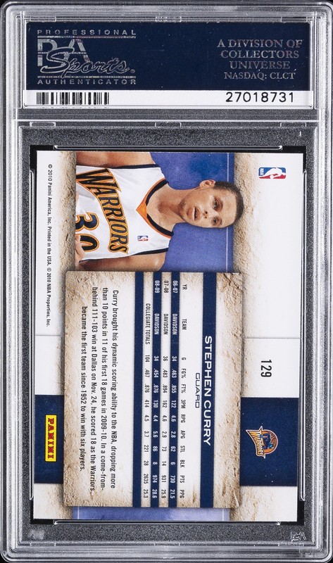 2009 PANINI STUDIO #129 STEPHEN CURRY ROOKIE RC PSA 10 view 2