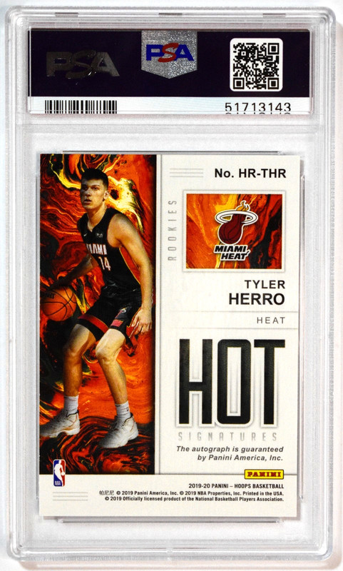 2019 Hoops Hot Signatures Rookies Tyler Herro RC Auto PSA 10 Gem Mint view 2