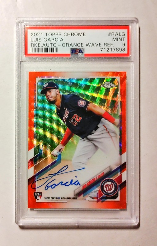 Luis Garcia 2021 Topps Chrome RC AUTO ORANGE Wave REFRACTOR /25 PSA 9 z4