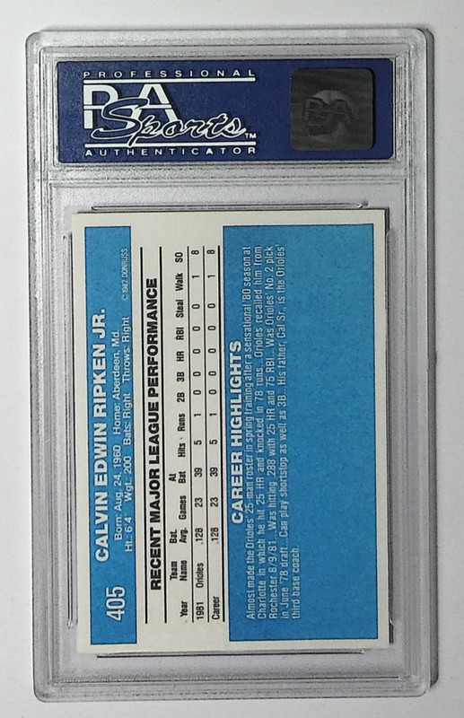1982 Donruss Cal Ripken #405 RC Rookie Orioles PSA 9 view 2