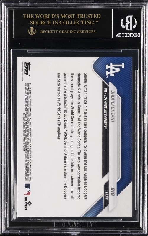 2025 TOPPS NOW #919 SHOHEI OHTANI BGS 10 BLACK LABEL view 2