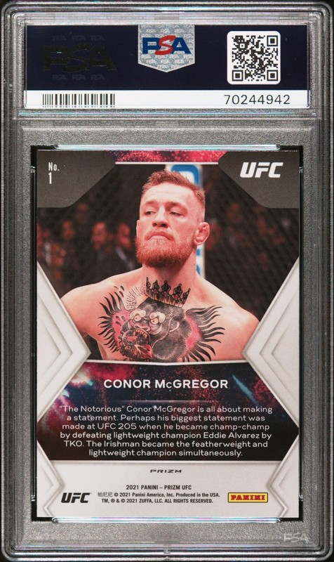 2021 PANINI PRIZM UFC FIREWORKS GREEN PRIZM #1 CONOR MCGREGOR PSA 10 view 2
