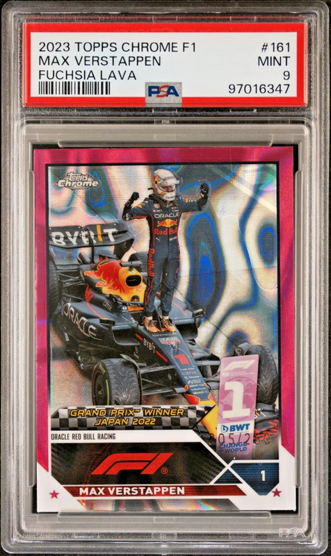 2023 Topps Chrome F1 #161 Max Verstappen FUCHSIA LAVA /250 PSA 9 MINT! view 1