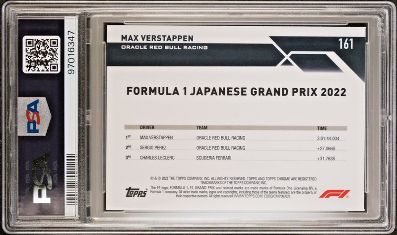 2023 Topps Chrome F1 #161 Max Verstappen FUCHSIA LAVA  /250 PSA 9 MINT! view 2