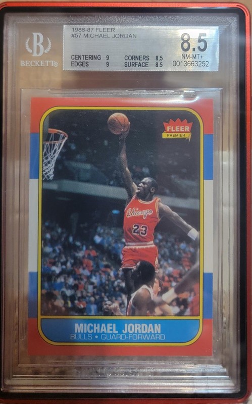 1986 Fleer #57 Michael Jordan (ROOKIE, HOF) BGS 8.5 Basketball Card