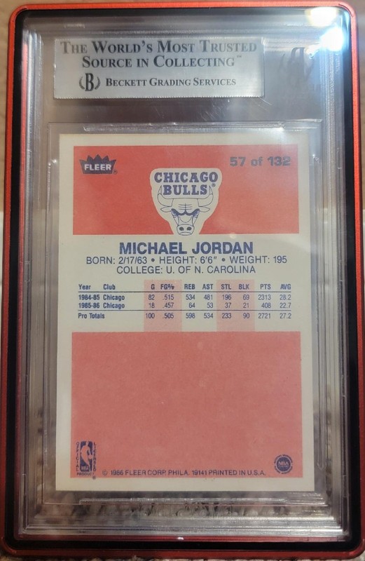 1986 Fleer #57 Michael Jordan (ROOKIE, HOF) BGS 8.5 Basketball Card view 2