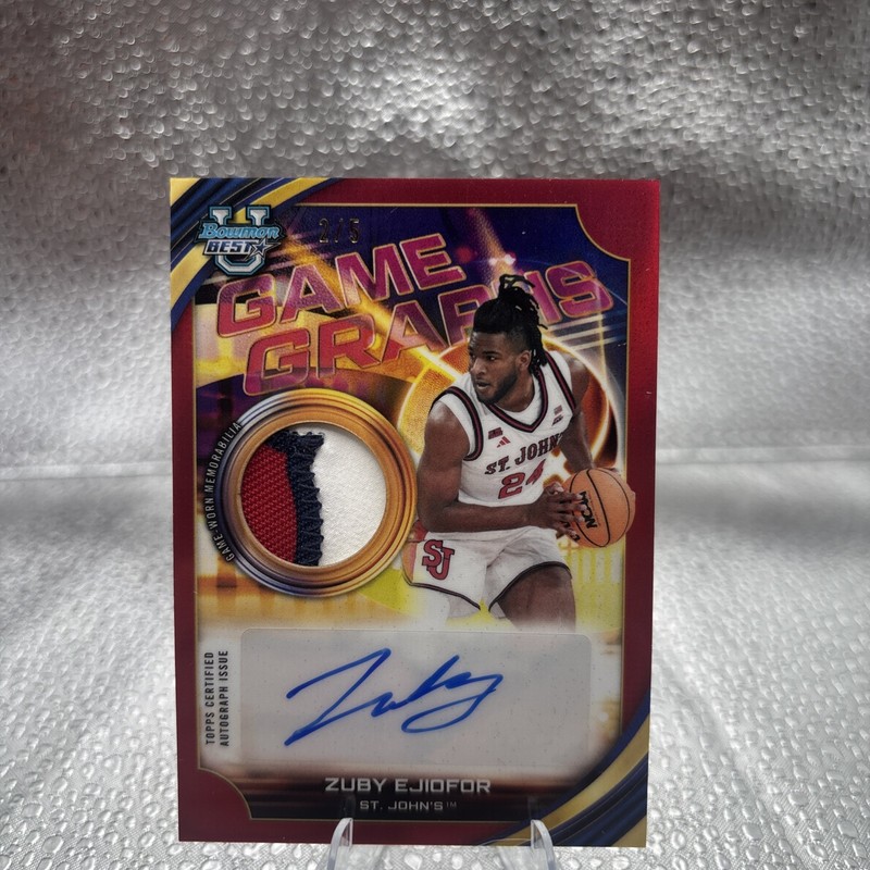 Zuby Ejiofor Patch Auto Red /5 2025-26 Bowman University Best Game Graphs GG-ZE