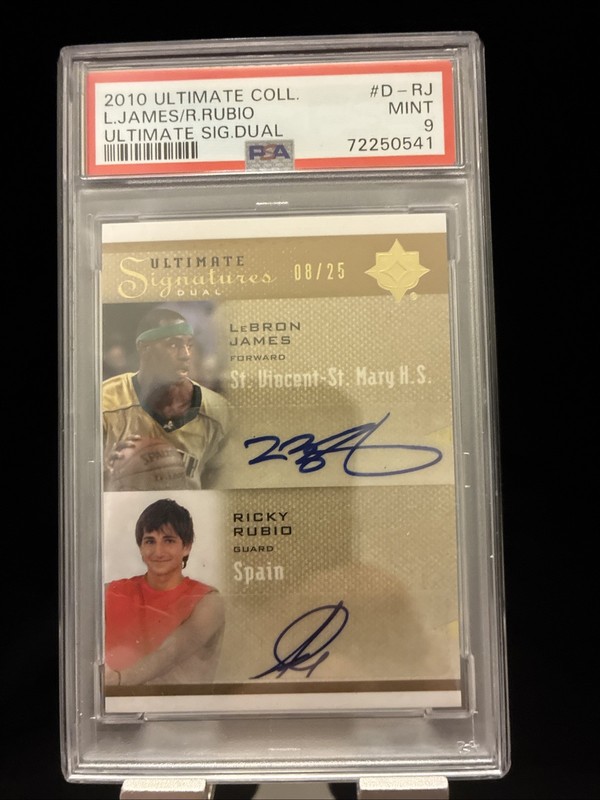 2010 Upper Deck Ultimate Collection LeBron James Ricky Rubio Dual Auto PSA 9 /25