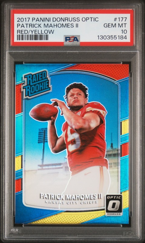 2017 PANINI DONRUSS OPTIC RED/YELLOW #177 PATRICK MAHOMES II ROOKIE RC PSA 10