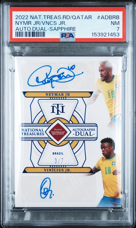 2022 NATIONAL TREASURES FIFA AUTO SAPPHIRE NEYMAR JR VINICIUS JR. 3/7 PSA 7 