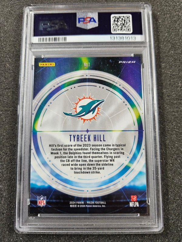🌟 TYREEK HILL 2024 Panini Prizm Aurora #1 CASE HIT PSA 10 SSP view 2