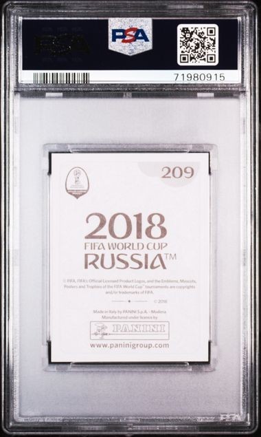 2018 PANINI WORLD CUP KYLIAN MBAPPE STICKER BLACK BACK RC ROOKIE #209 PSA 10 view 2