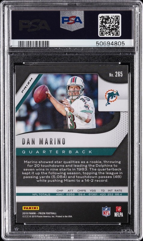 2019 PANINI PRIZM LAZER PRIZM #265 DAN MARINO PSA 10 view 2