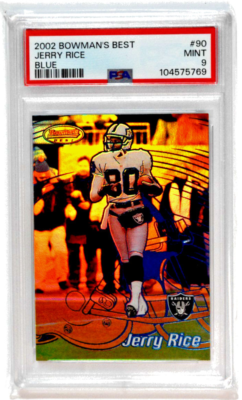 2002 Bowman's Best #90 Jerry Rice Blue /300 PSA 9 Mint HOF Raiders