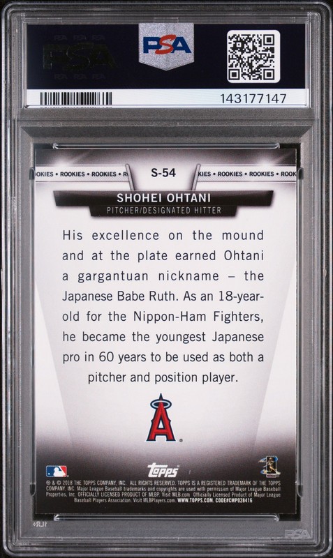 2018 TOPPS TOPPS SALUTE #S-54 SHOHEI OHTANI PSA 8 view 2