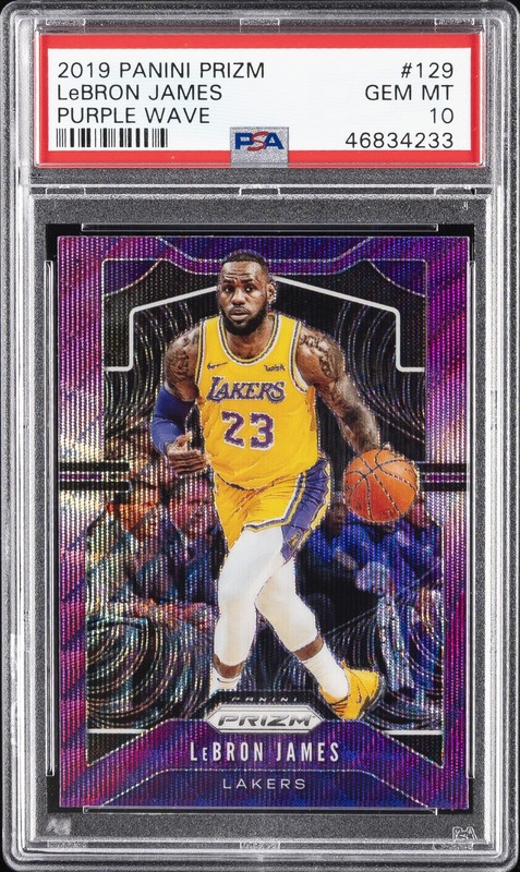 2019 PANINI PRIZM PURPLE WAVE #129 LEBRON JAMES PSA 10