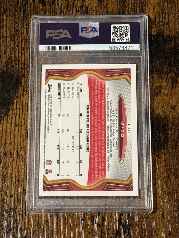 2013 Topps Chrome - Travis Kelce #118 (RC) PSA 9 Rookie view 2