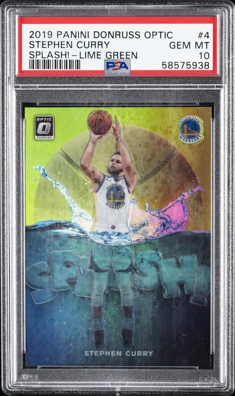 2019 PANINI DONRUSS OPTIC SPLASH! LIME GREEN #4 STEPHEN CURRY #/149 PSA 10