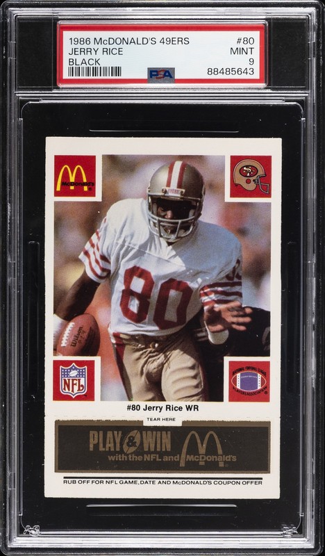 1986 MCDONALD'S 49ERS BLACK #80 JERRY RICE PSA 9