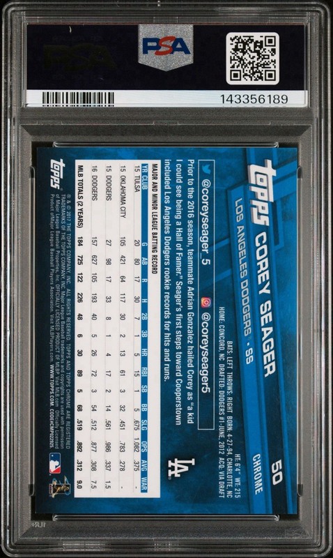 2017 Topps Chrome - Corey Seager #50 Negative Refractor PSA 10 view 2
