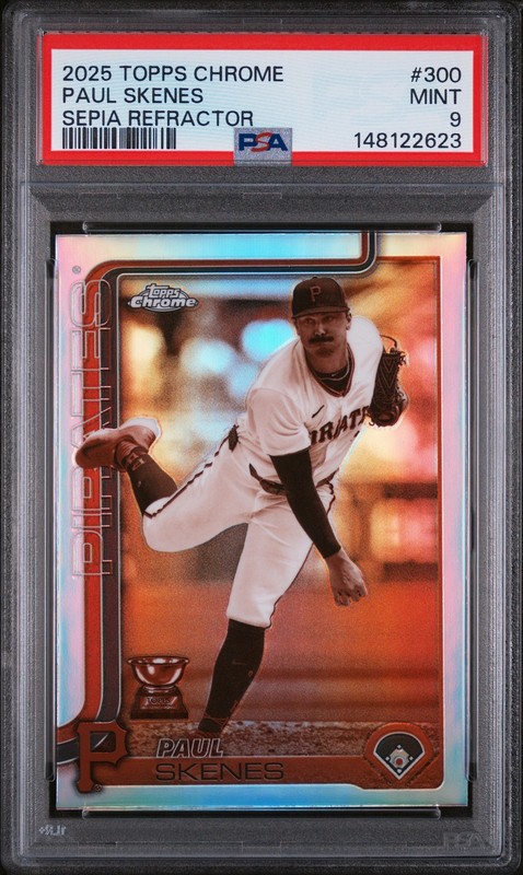 2025 TOPPS CHROME SEPIA REFRACTOR #300 PAUL SKENES PSA 9