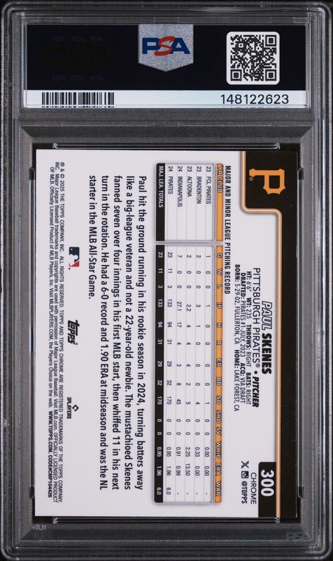 2025 TOPPS CHROME SEPIA REFRACTOR #300 PAUL SKENES PSA 9 view 2