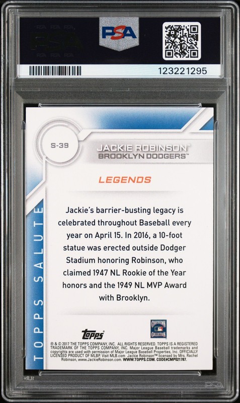 2017 TOPPS SALUTE #S-39 JACKIE ROBINSON PSA 7 view 2