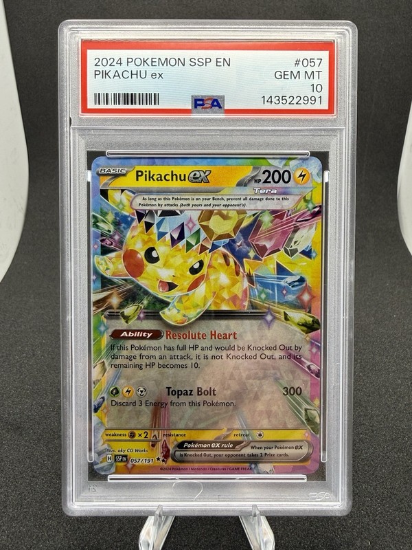2024 POKEMON SSP EN-SURGING SPARKS #057 PIKACHU EX PSA 10