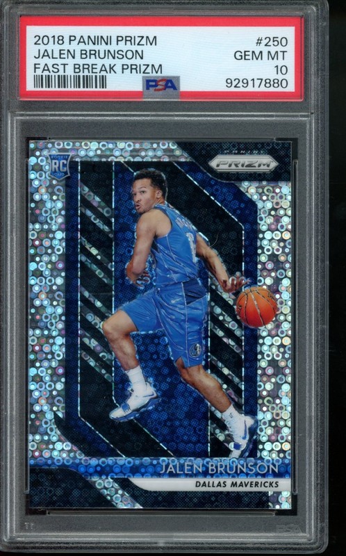 Jalen Brunson Knicks 2018 Prizm Fast Break #250 RC PSA 10