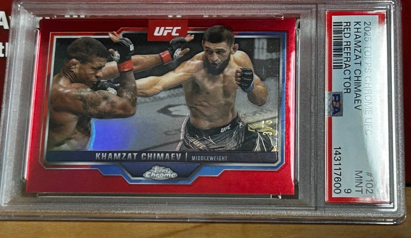 2025 Topps Chrome UFC - Khamzat Chimaev #102 Red Refractor 3/5