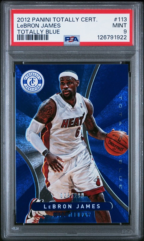 2012 PANINI TOTALLY CERTIFIED TOTALLY BLUE #113 LEBRON JAMES 26/299 PSA 9