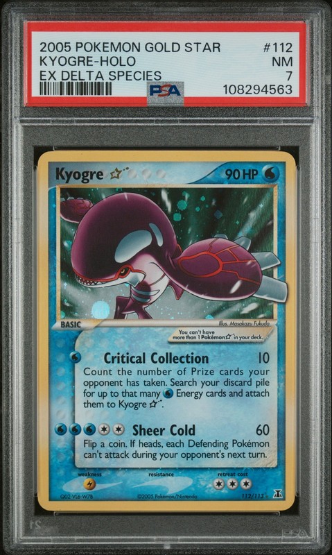 2005 POKEMON EX DELTA SPECIES GOLD STAR #112 KYOGRE-HOLO PSA 7