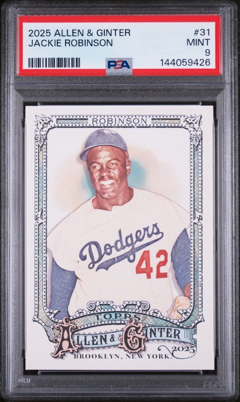 Jackie Robinson PSA 9 Mint 2025 Topps Allen & Ginter #31 Brooklyn Dodgers POP 1