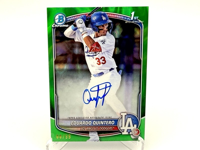 2025 Bowman Eduardo Quintero True Green /99 Auto RC Dodgers 