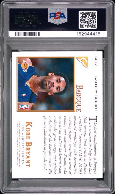 1999 TOPPS GALLERY EXHIBITS #GE22 KOBE BRYANT PSA 9 view 2