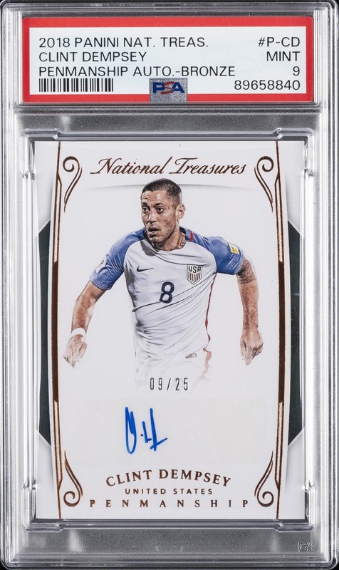 2018 NATIONAL TREASURES PENMANSHIP AUTO BRONZE CLINT DEMPSEY 9/25 PSA 9 AUTO