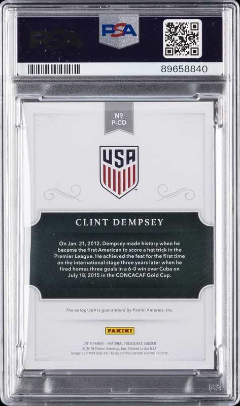 2018 NATIONAL TREASURES PENMANSHIP AUTO BRONZE CLINT DEMPSEY 9/25 PSA 9 AUTO view 2