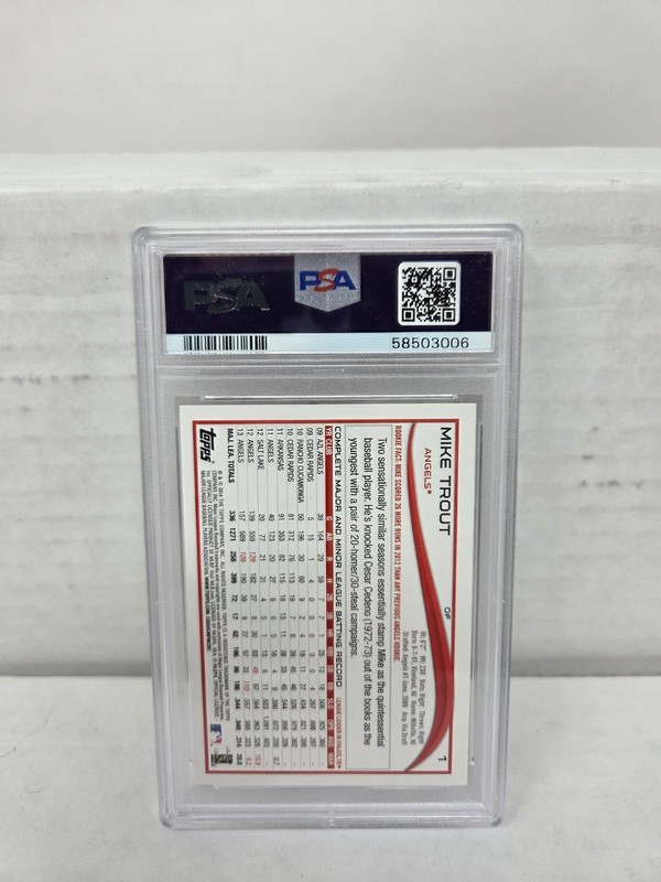 2014 Topps No Sparkle On Cleat MIKE TROUT PSA 10 GEM MINT view 2