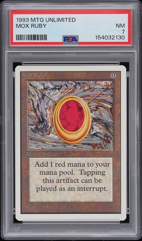1993 MAGIC: THE GATHERING UNLIMITED EDITION MOX RUBY PSA 7