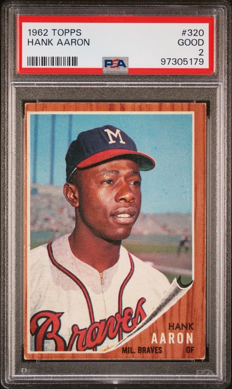 1962 Topps Hank Aaron #320 PSA 2 GOOD Milwaukee Braves HOF 755 Home Runs