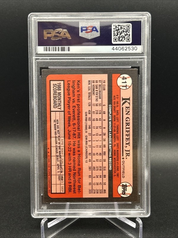 1989 Topps Traded #41T Ken Griffey Jr Seattle Mariners RC Rookie HOF PSA 10 view 2
