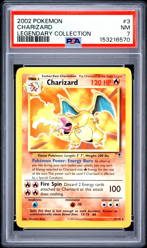 2002 POKEMON LEGENDARY COLLECTION #3 CHARIZARD PSA 7